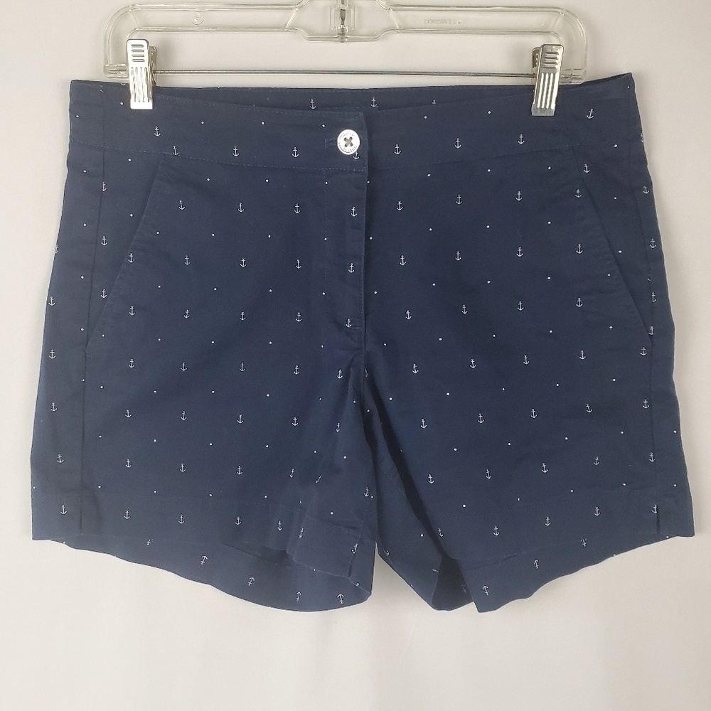 Nautica Graphic Anchor Shorts Womens Size 8 Waist 32" Inseam 5" Casual Boat EUC